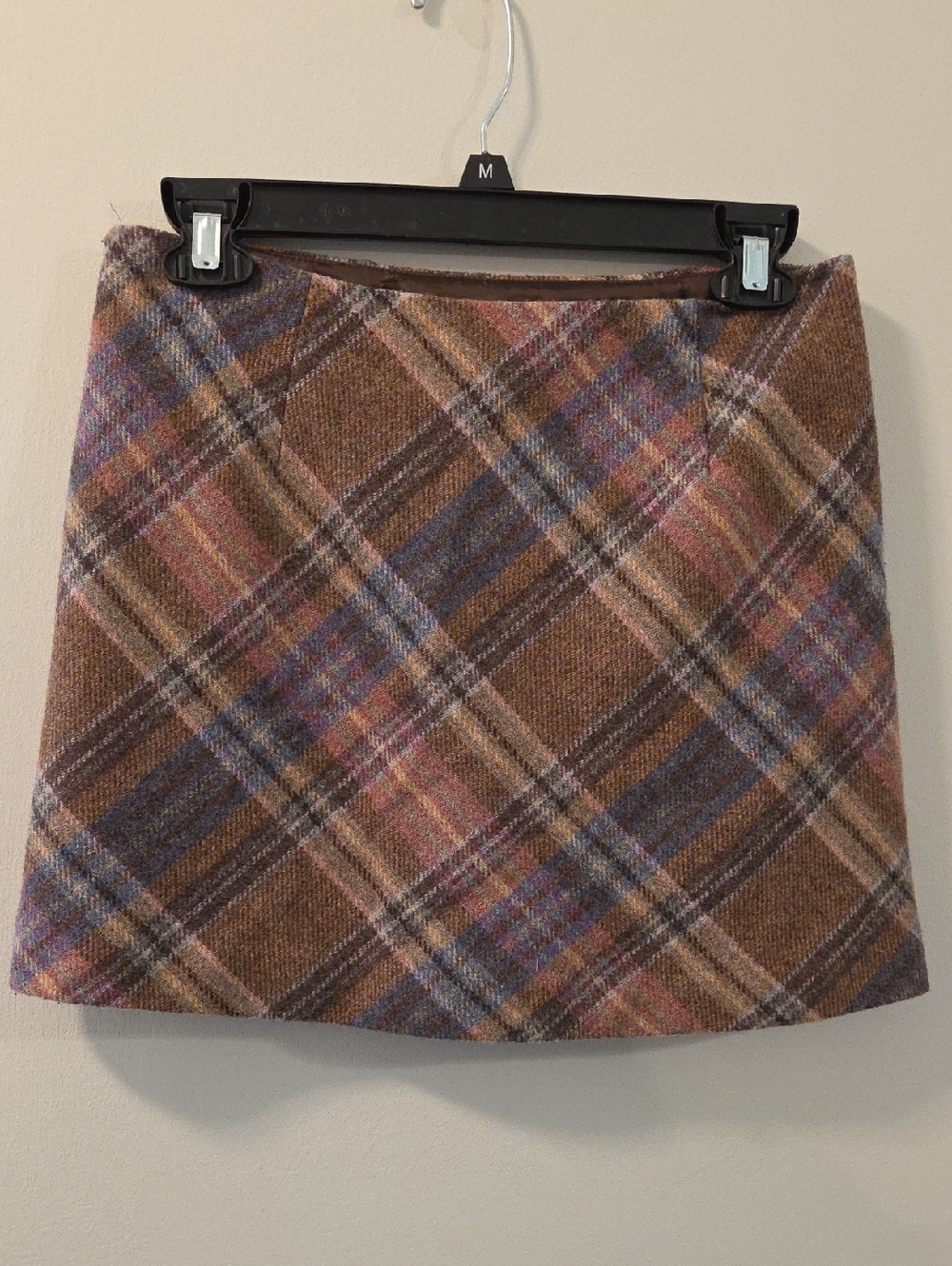 The Gap Plaid A-Line Wool-Blend Skirt in Brown and Pink - Picture 3 of 3